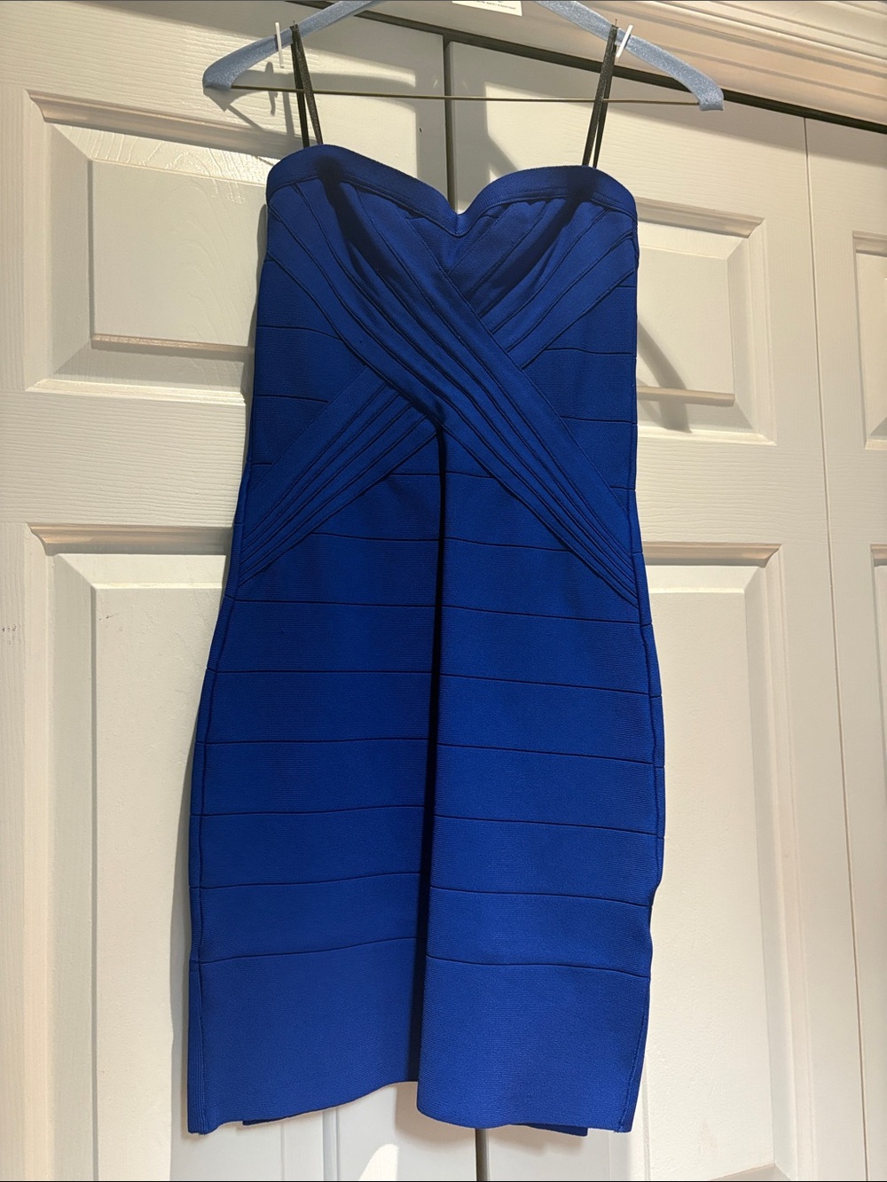 bebe Strapless Cobalt Blue Bandage Dress